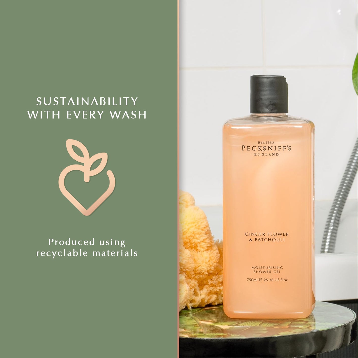 Pecksniff's Ginger Flower & Patchouli Moisturizing Shower Gel | 750 ml/25.3 Fl Oz