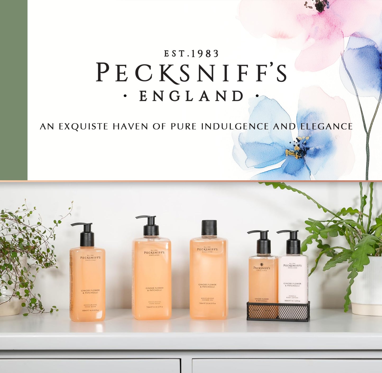 Pecksniff's Ginger Flower & Patchouli Moisturizing Shower Gel | 750 ml/25.3 Fl Oz