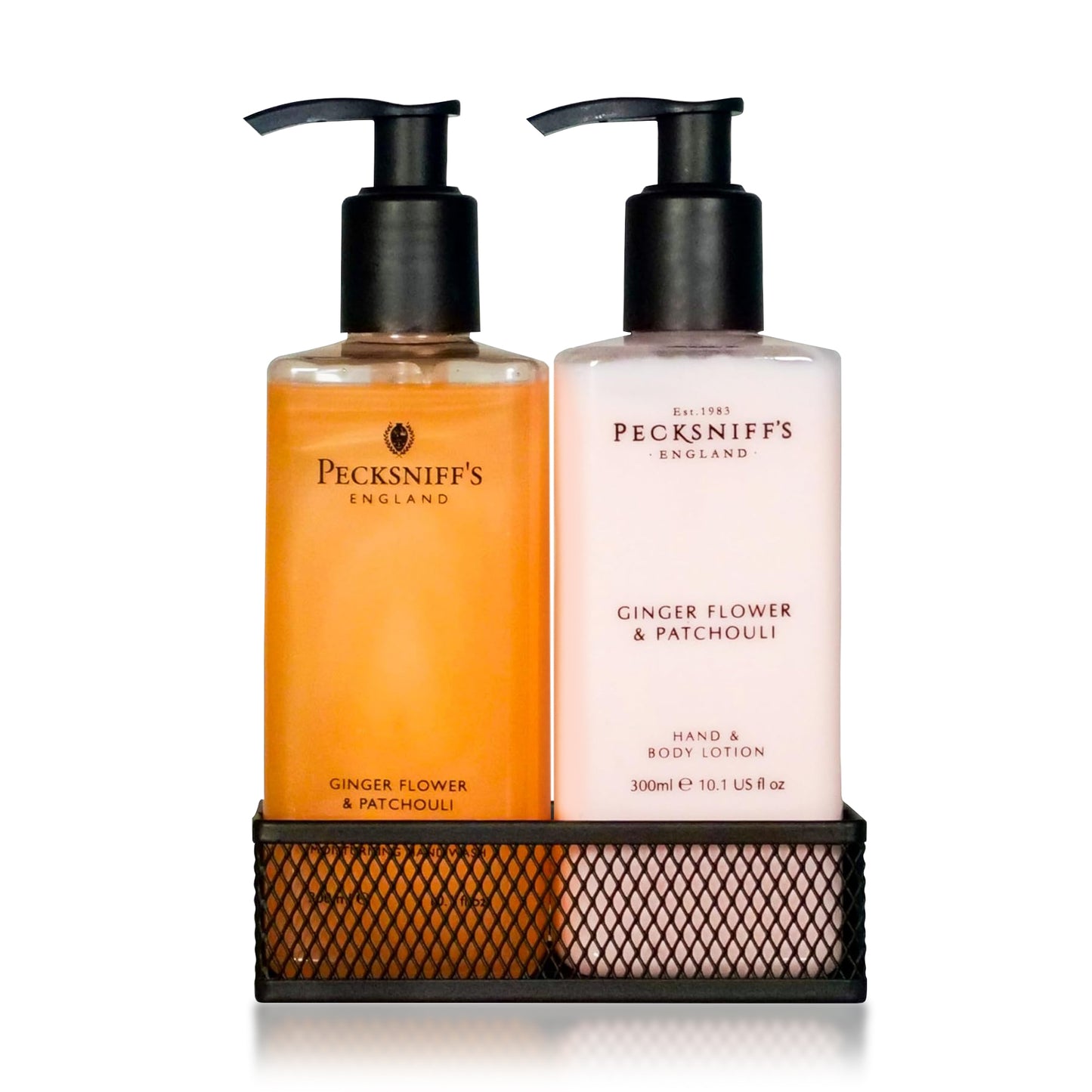 Pecksniffs Ginger Flower & Patchouli Classic Hand Wash, Lotion & Caddy
