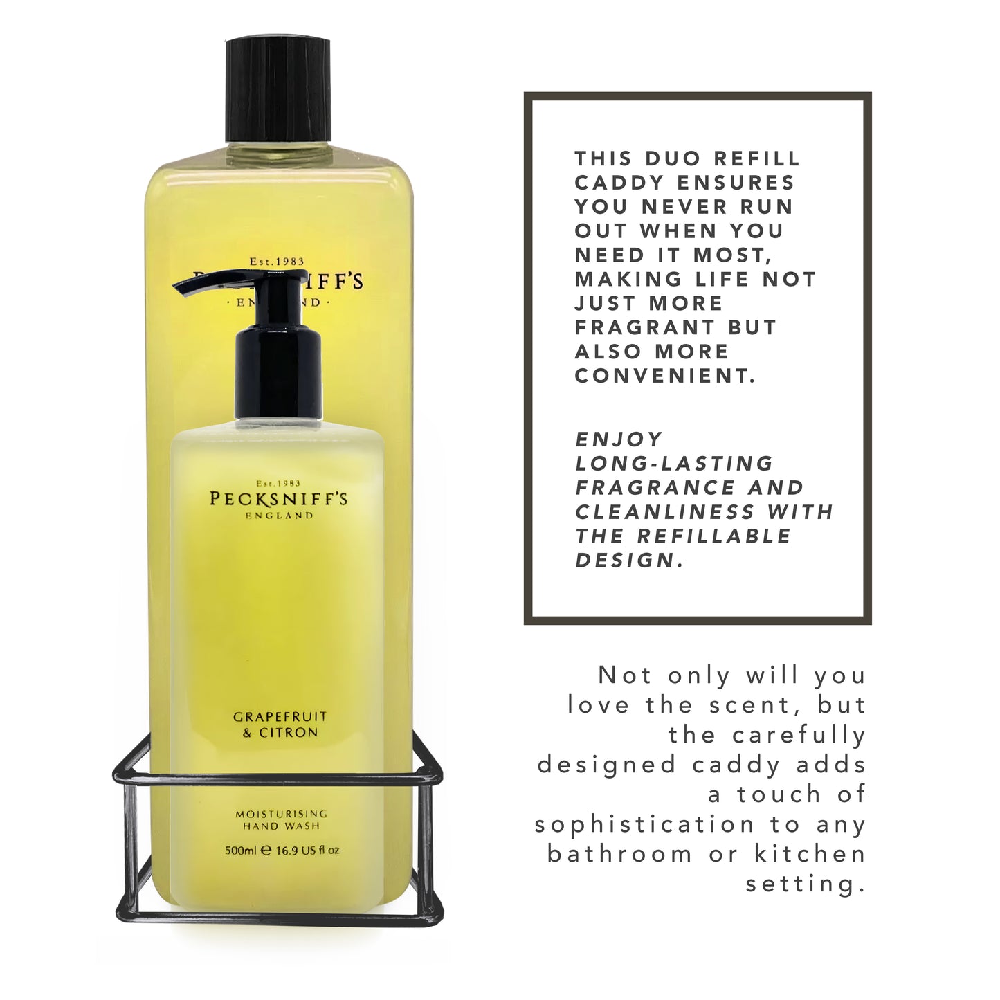 Pecksniffs Classic Grapefruit & Citron Moisturizing Hand Wash 500ml/16.9 Fl oz and Hand Wash Refill 1L/1000ml,33.8 Oz