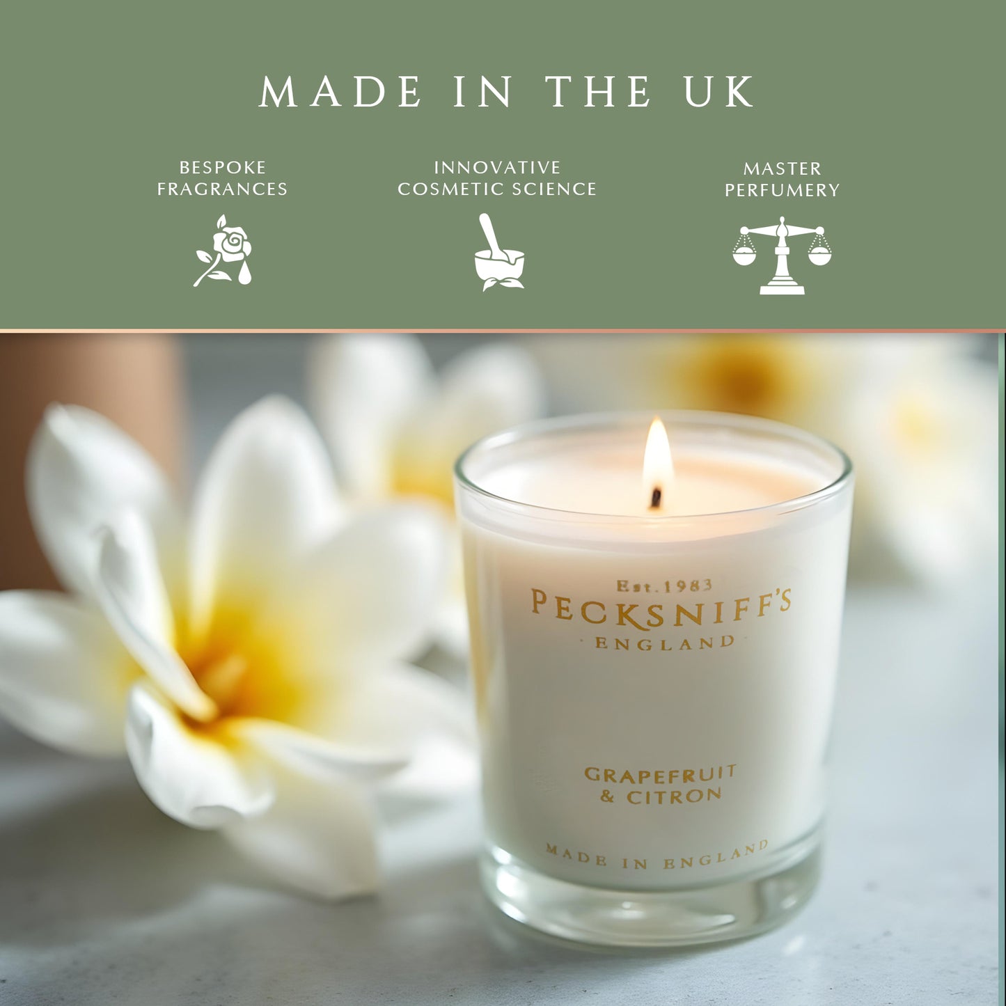 Pecksniff's Grapefruit & Citron Luxury Scented Candle | 1 Wick, 100 g/3.5 oz