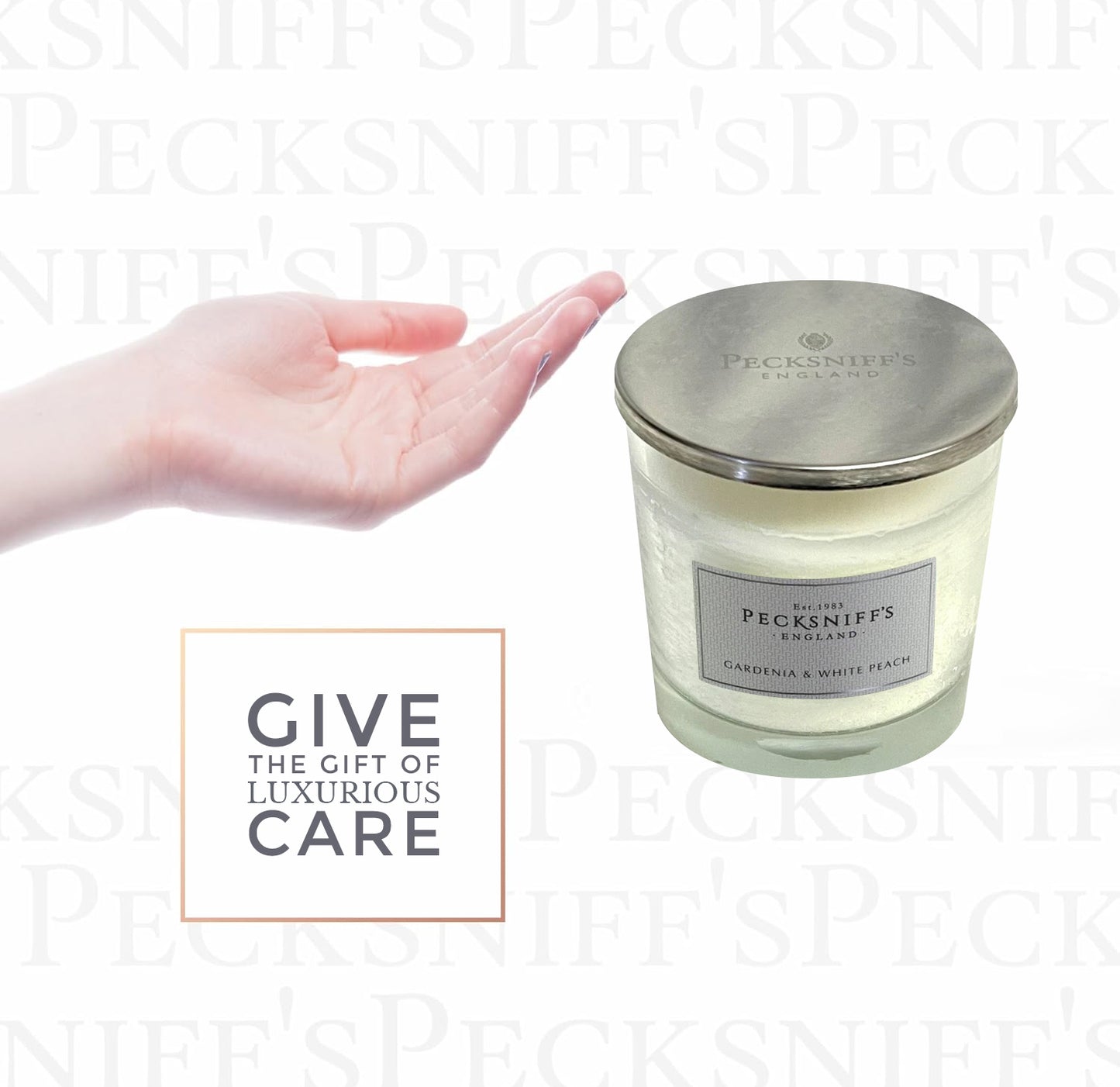 Pecksniffs Classic Gardenia & White Peach Scented Candle | 3 Wicks, 550g/19.4oz