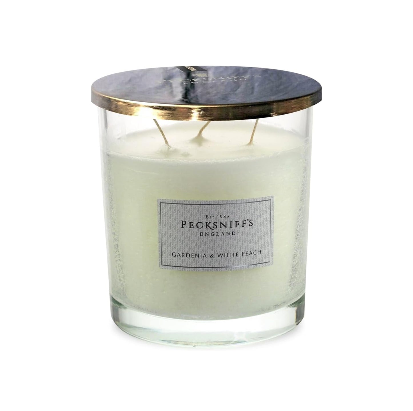 Pecksniffs Classic Gardenia & White Peach Scented Candle | 3 Wicks, 550g/19.4oz