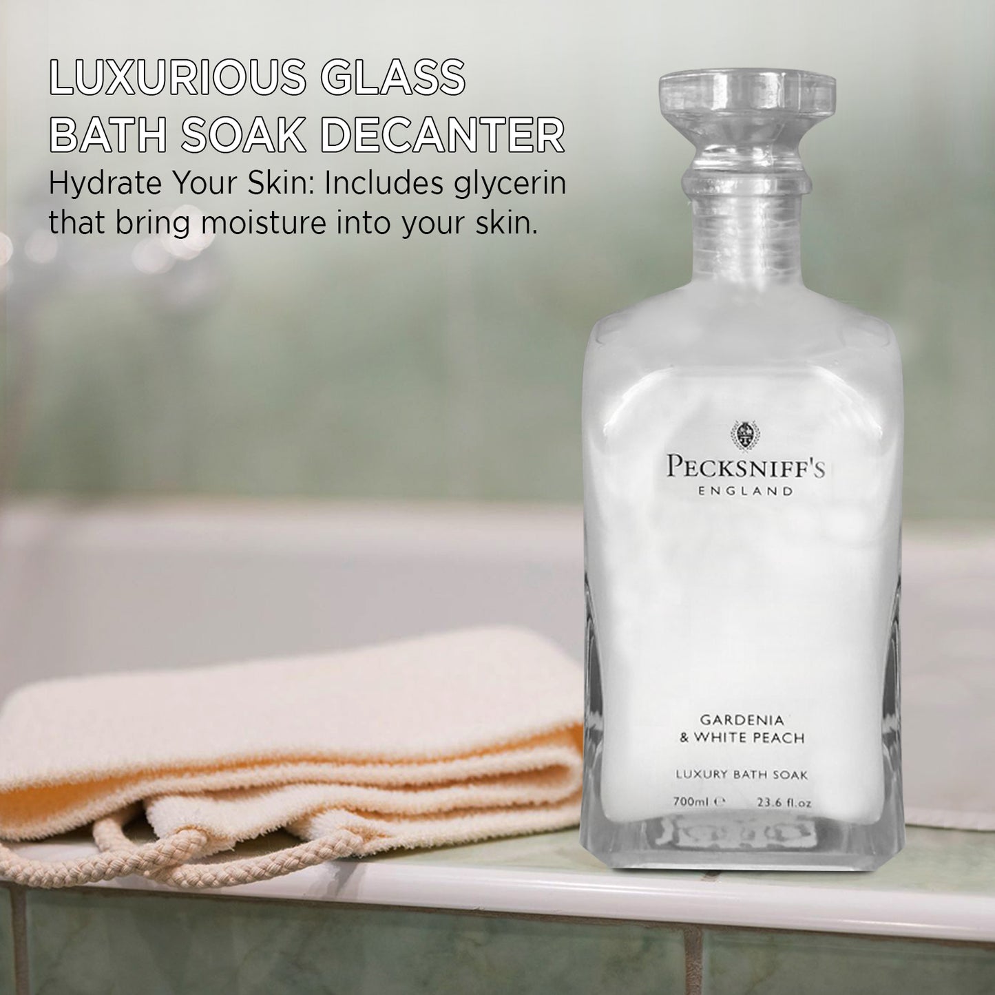 Pecksniffs Gardenia & White Peach Luxury Bath Soak | 700ml /23.6 Fl Oz