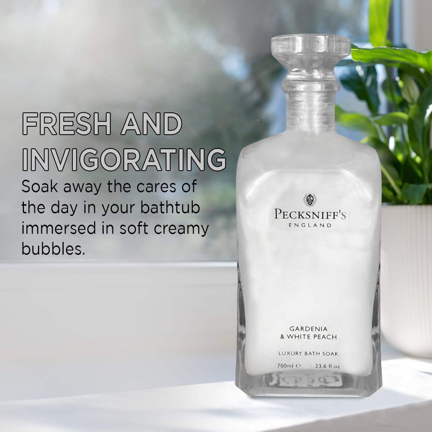 Pecksniffs Gardenia & White Peach Luxury Bath Soak | 700ml /23.6 Fl Oz