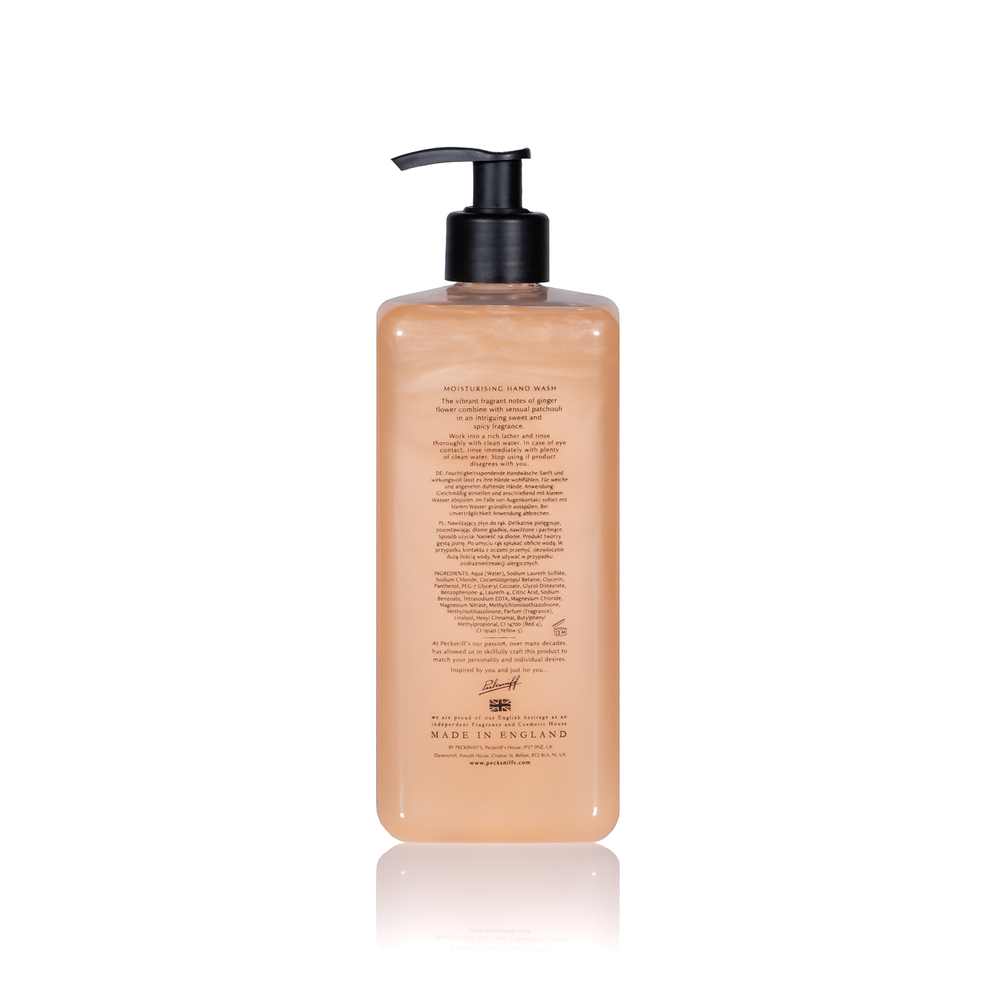 Pecksniffs Classic Ginger Flower & Patchouli Scented Moisturizing Hand Wash | 750ml, 25.3 Fl oz