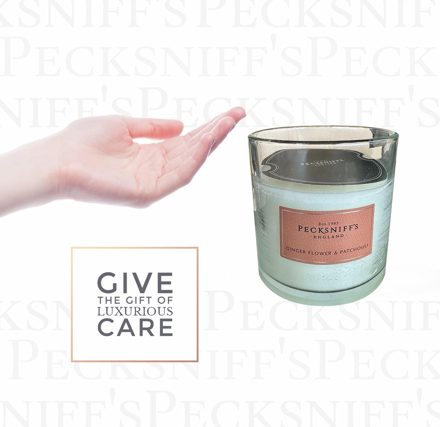 Pecksniffs Classic Gingerflower & Patchouli Scented Candle with Dust Cover | 3 Wicks, 550g/19.4oz