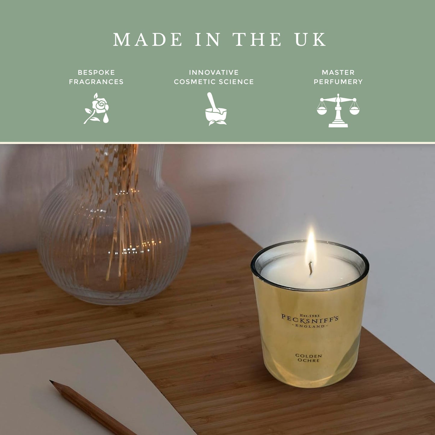 Pecksniffs Golden Ochre Scented Candle | 1 Wick, 180g/6.34 oz