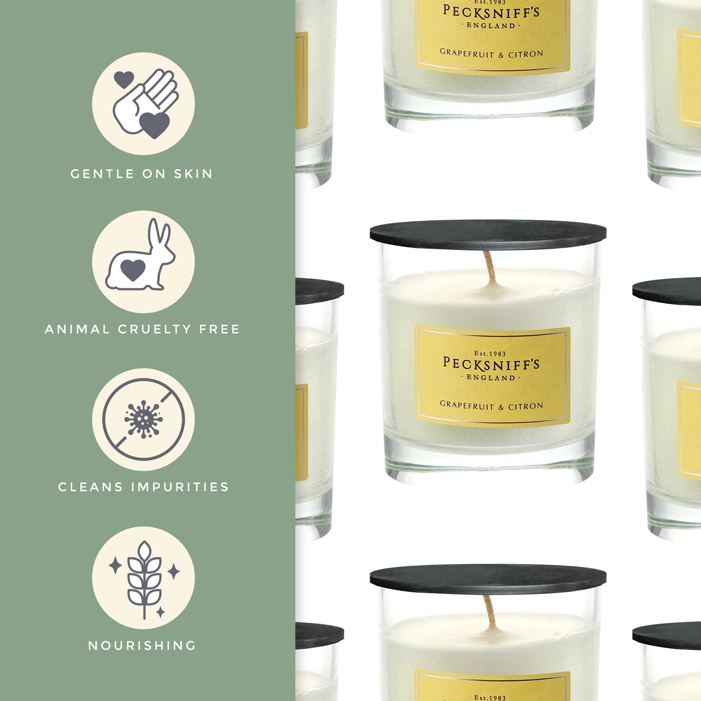 Pecksniff's Classic Grapefruit & Citron Scented Candle | 1 Wick, 184g/6.49oz