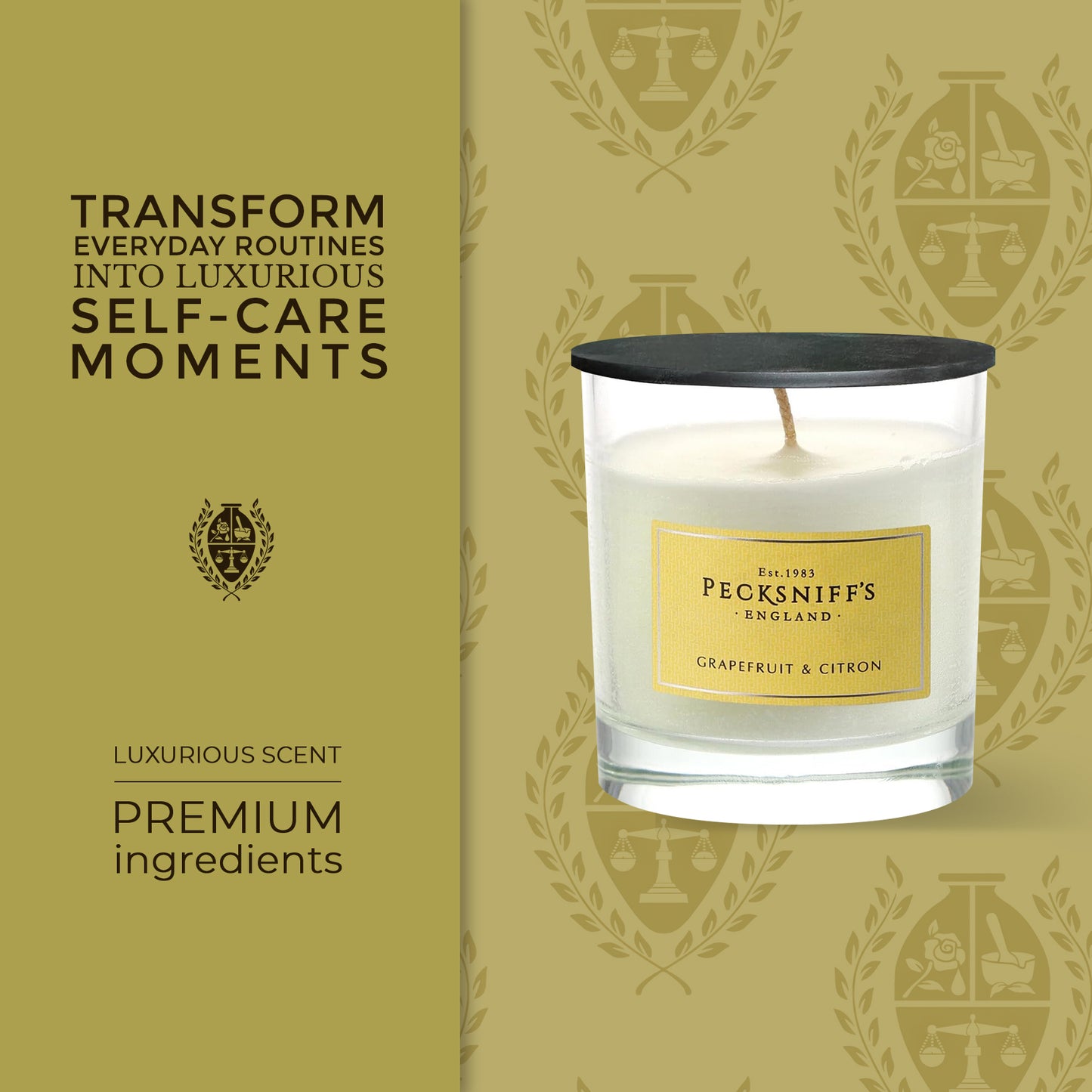 Pecksniff's Classic Grapefruit & Citron Scented Candle | 1 Wick, 184g/6.49oz