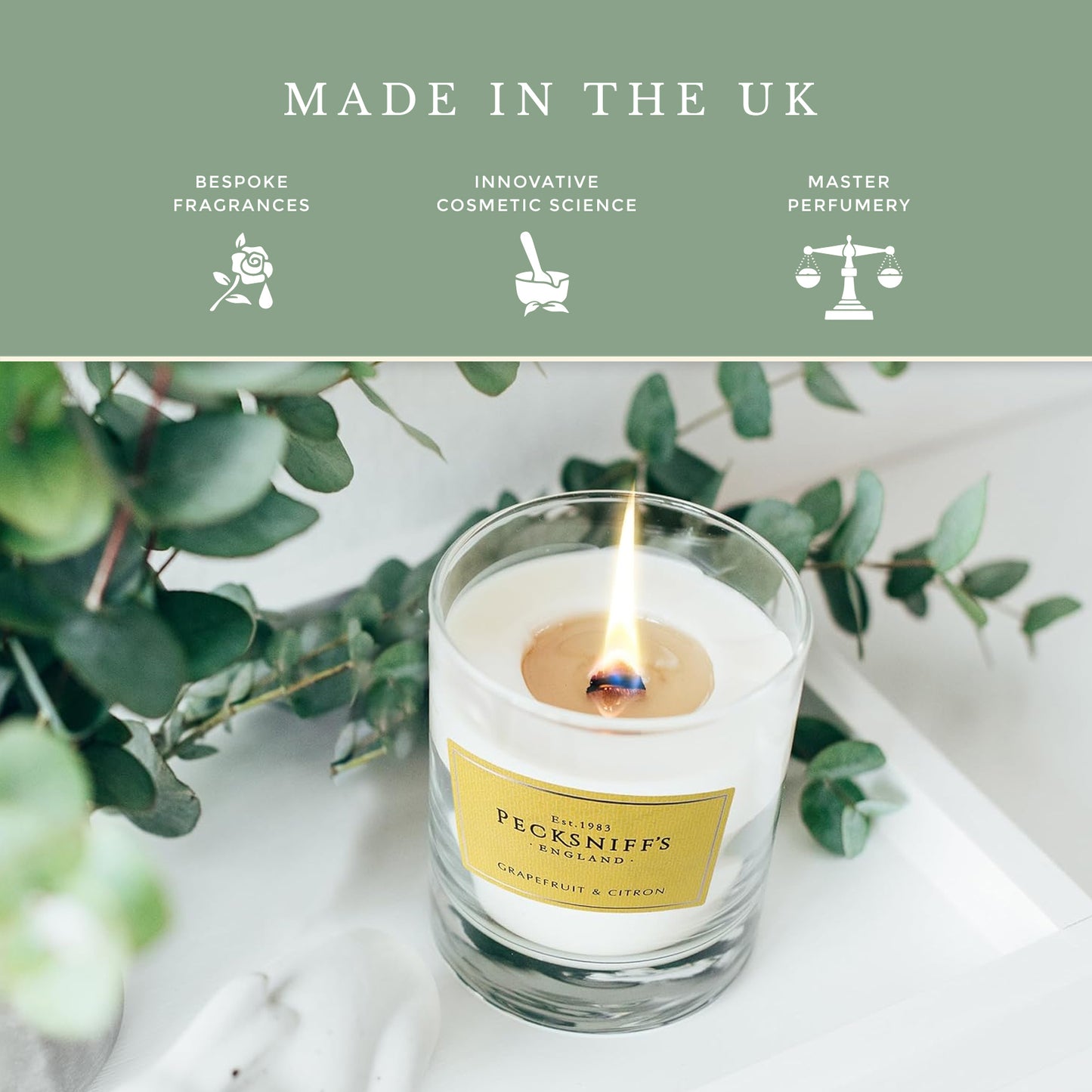 Pecksniff's Classic Grapefruit & Citron Scented Candle | 1 Wick, 184g/6.49oz