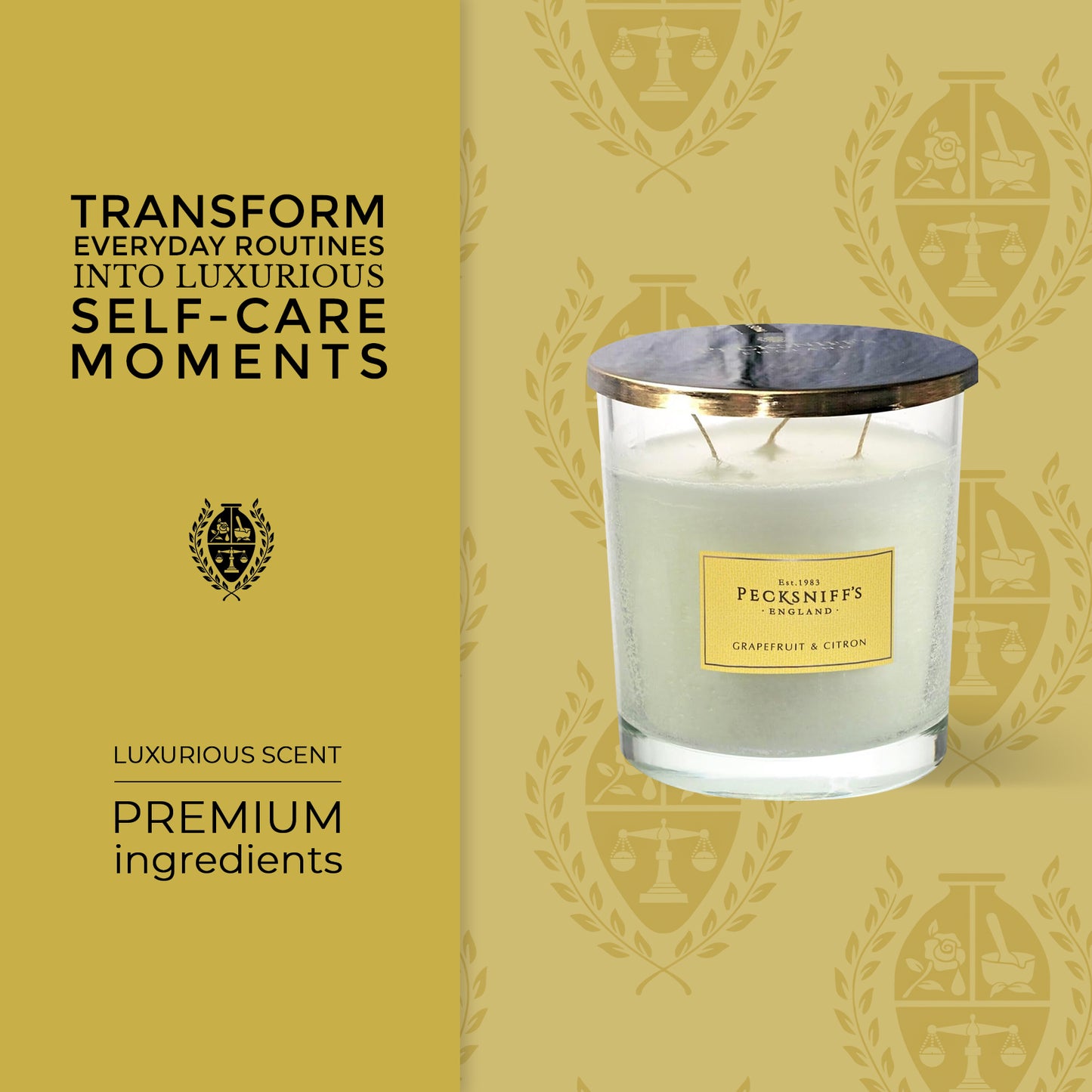 Pecksniffs Classic Grapefruit & Citron Scented Candle | 3 Wicks, 550g/19.4oz