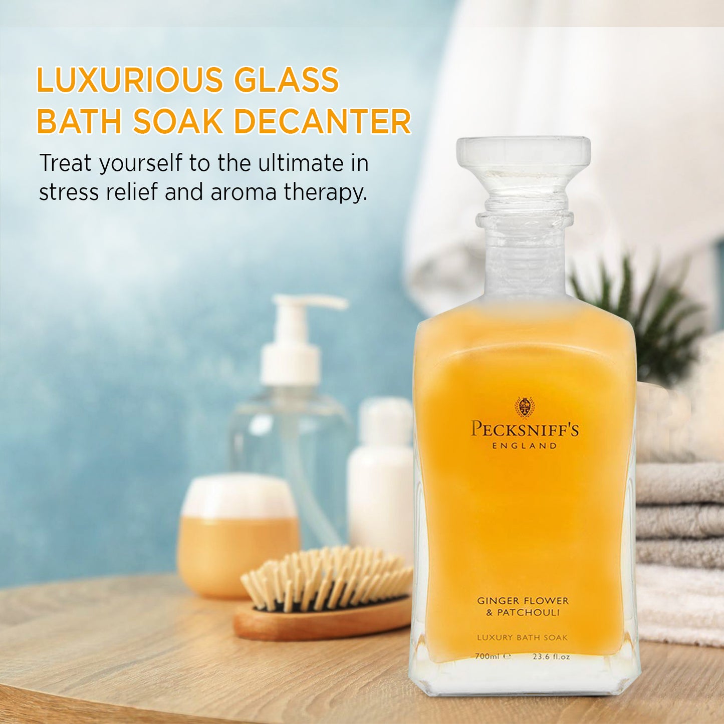 Pecksniffs Ginger Flower & Patchouli Luxury Bath Soak | 700ml /23.6 Fl Oz