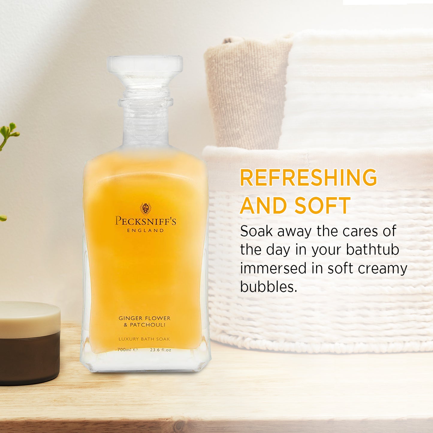 Pecksniffs Ginger Flower & Patchouli Luxury Bath Soak | 700ml /23.6 Fl Oz