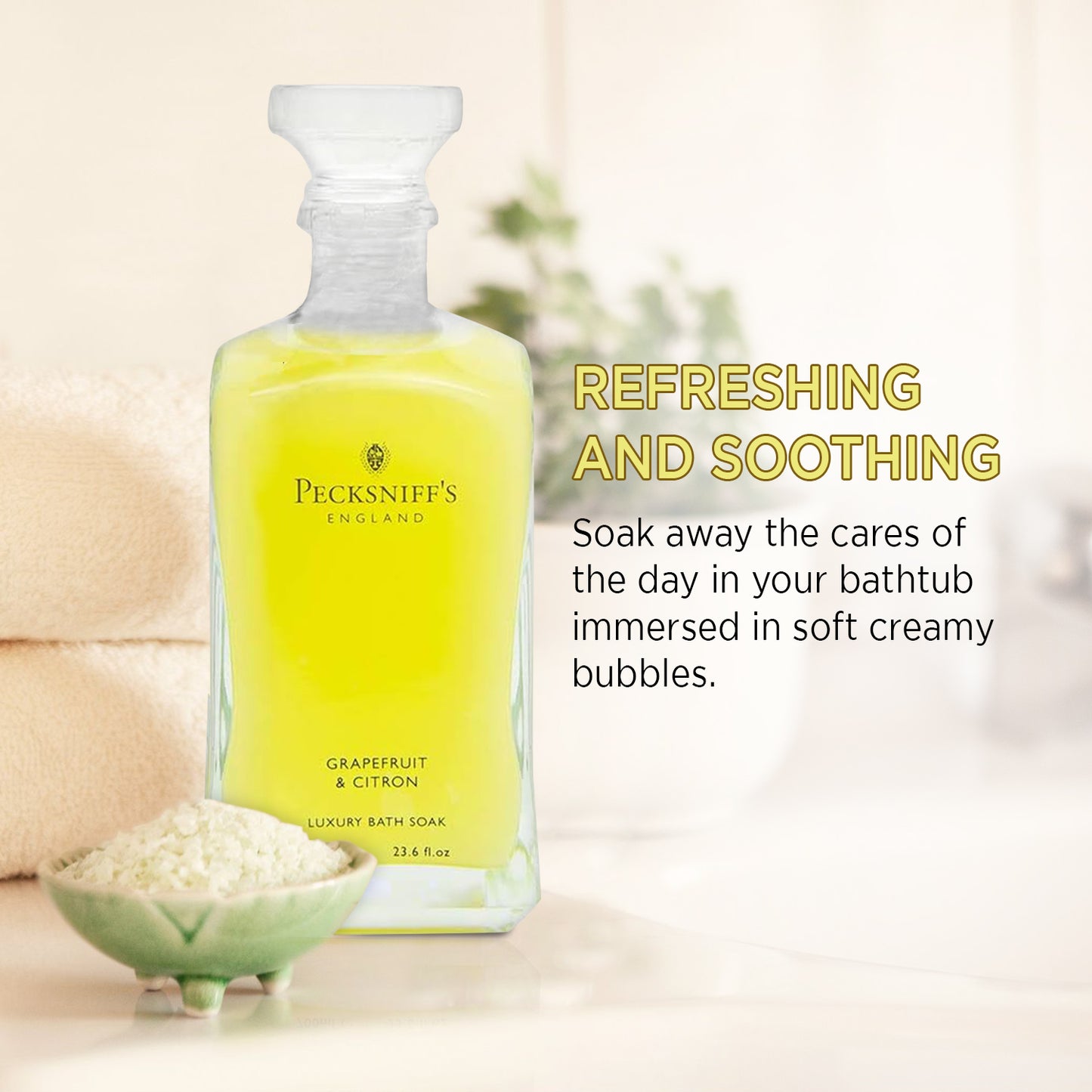 Pecksniffs Grapefruit & Citron Luxury Bath Soak | 700ml /23.6 Fl Oz