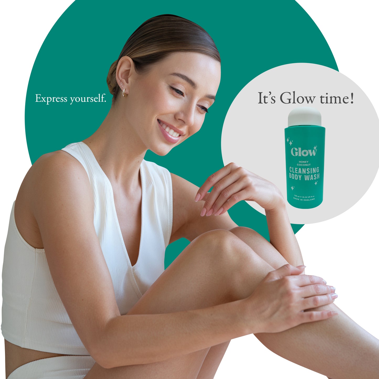 Glow Cleansing Body Wash – Honey Coconut, 750 ml / 25.36 fl oz – Creamy Tropical Scent, Skin-Softening Formula, Made in England