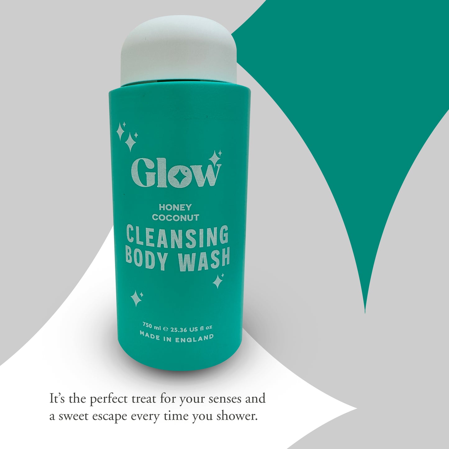 Glow Cleansing Body Wash – Honey Coconut, 750 ml / 25.36 fl oz – Creamy Tropical Scent, Skin-Softening Formula, Made in England