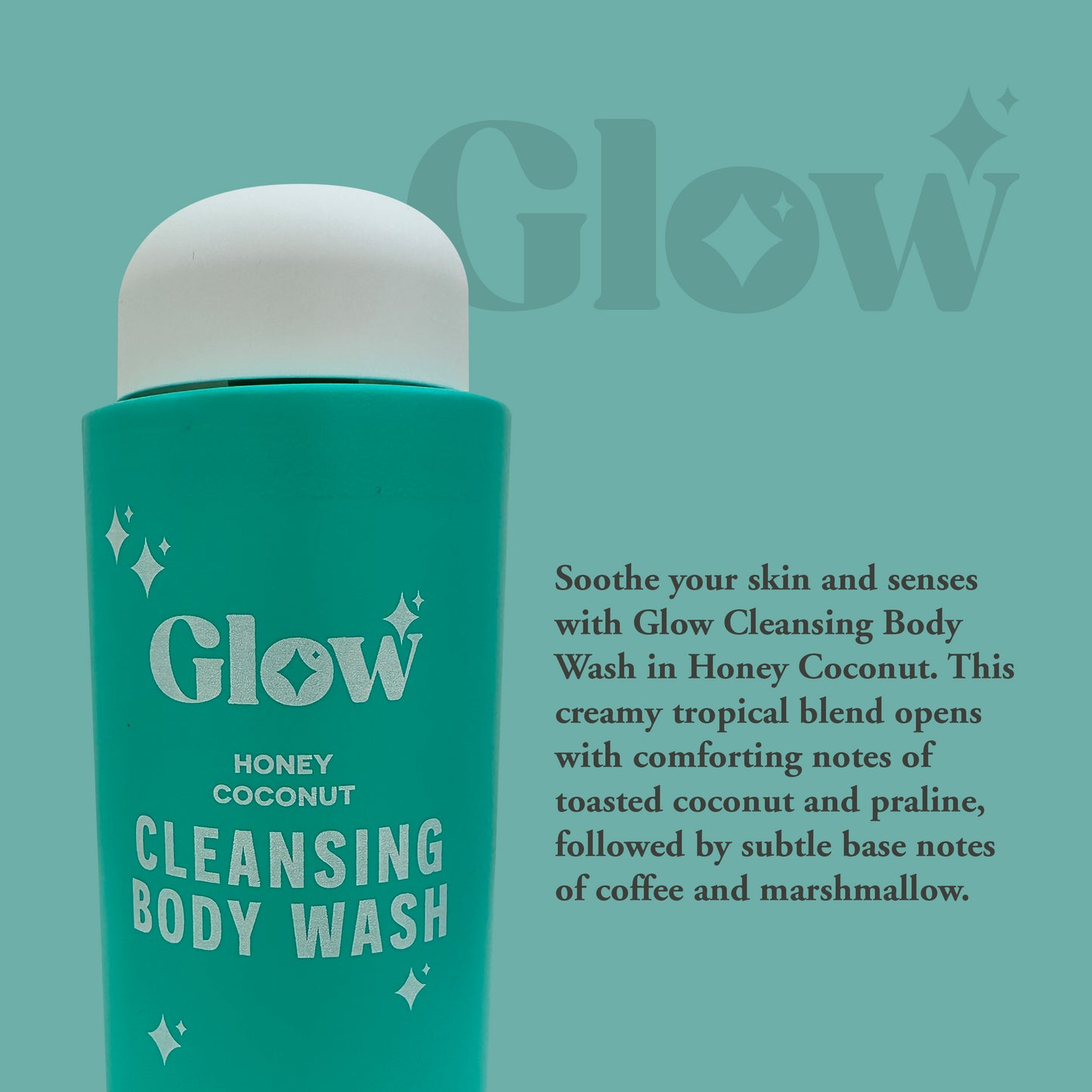 Glow Cleansing Body Wash – Honey Coconut, 750 ml / 25.36 fl oz – Creamy Tropical Scent, Skin-Softening Formula, Made in England