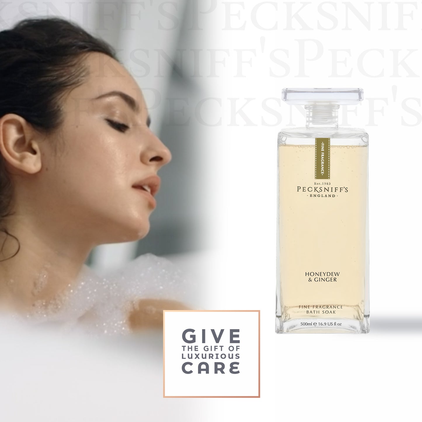 Pecksniff's Prestige Honeydew & Ginger Bath Soak Decanter | 500ml/16.9 Fl Oz