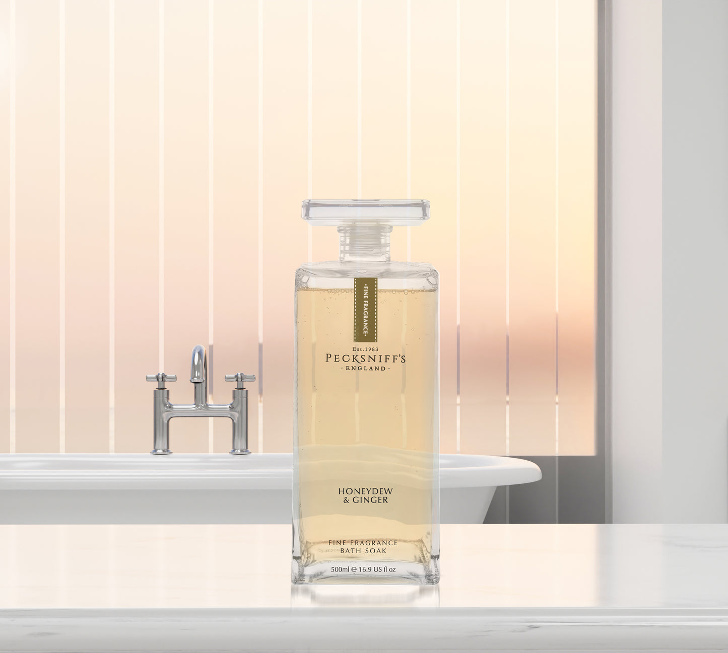 Pecksniff's Prestige Honeydew & Ginger Bath Soak Decanter | 500ml/16.9 Fl Oz