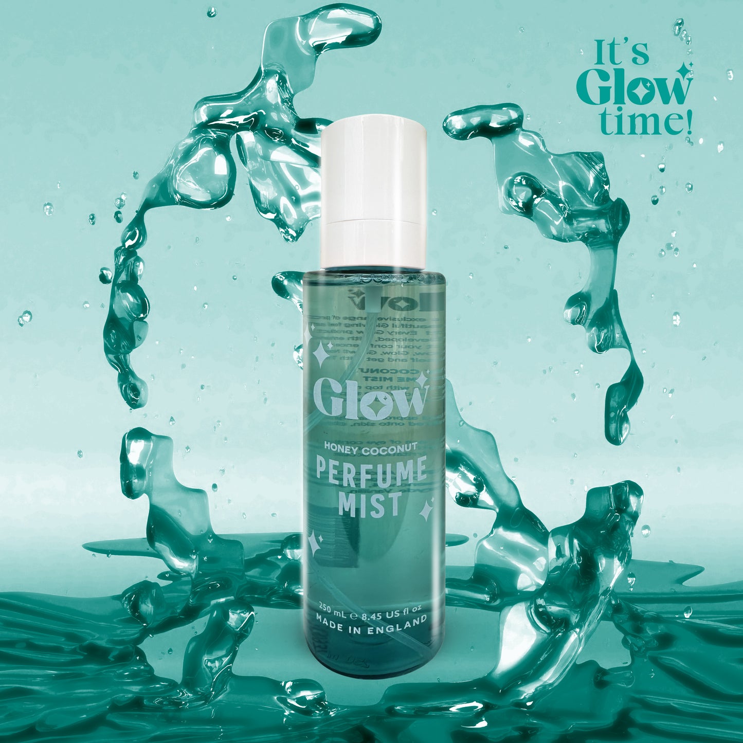 Glow Perfume Mist, Honey Coconut Body Spray, 250 ml / 8.45 fl oz, Made in England