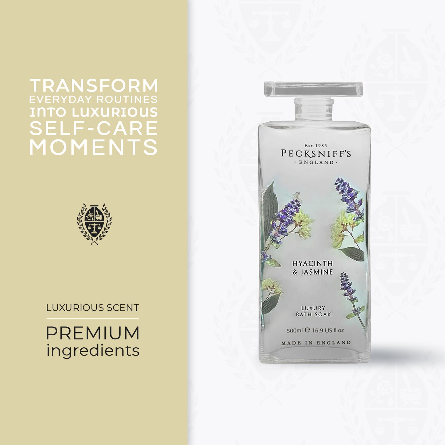 Pecksniffs Hyacinth & Jasmine Bath Soak Decanter | 500ml/16.9 Fl Oz