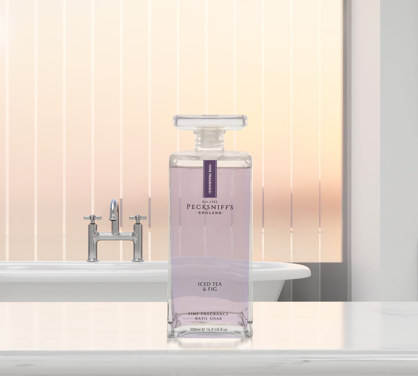 Pecksniff's Prestige Iced Tea & Fig Bath Soak Decanter | 500ml/16.9 Fl Oz