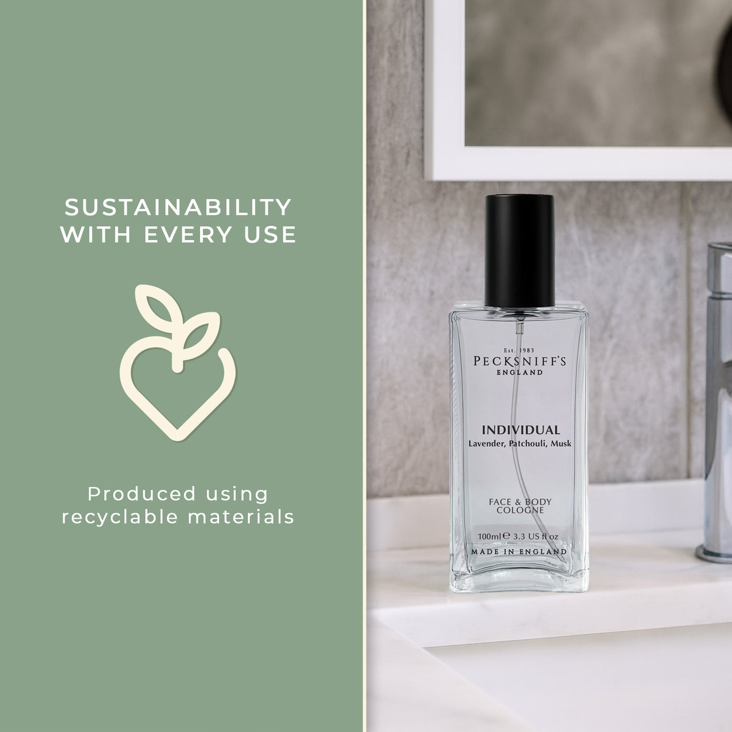 Peckniff's Men’s Face & Body Cologne – Individual Fresh Fougere, Distinctive Men’s Cologne with Clean Finish, Everyday Wear, 100ml / 3.4 fl oz