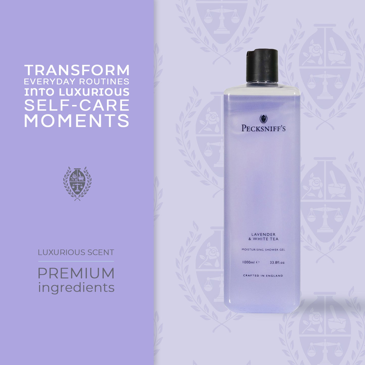 Pecksniffs Lavender & White Tea Moisturizing Shower Gel | 1000 ml / 33.80 Fl Oz