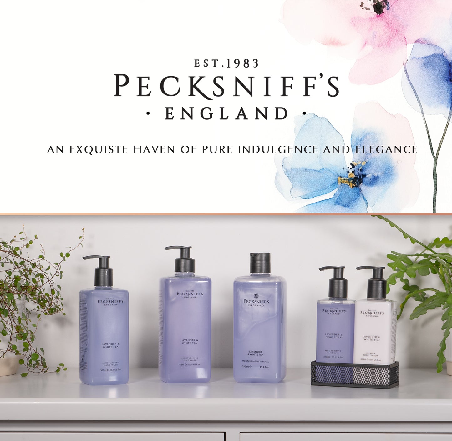 Pecksniffs Lavender & White Tea Moisturizing Shower Gel | 1000 ml / 33.80 Fl Oz