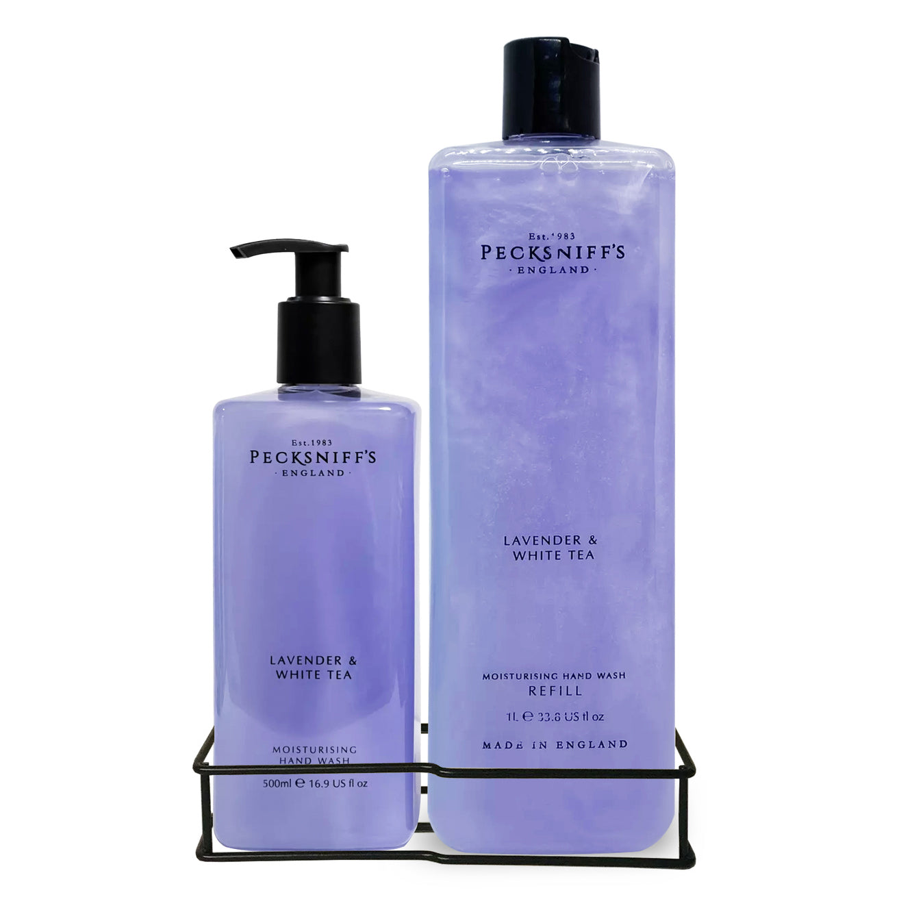 Pecksniff's Classic Lavender & White Tea Moisturizing Hand Wash 500ml/16.9 Fl oz and Hand Wash Refill 1L/1000ml,33.8 Oz