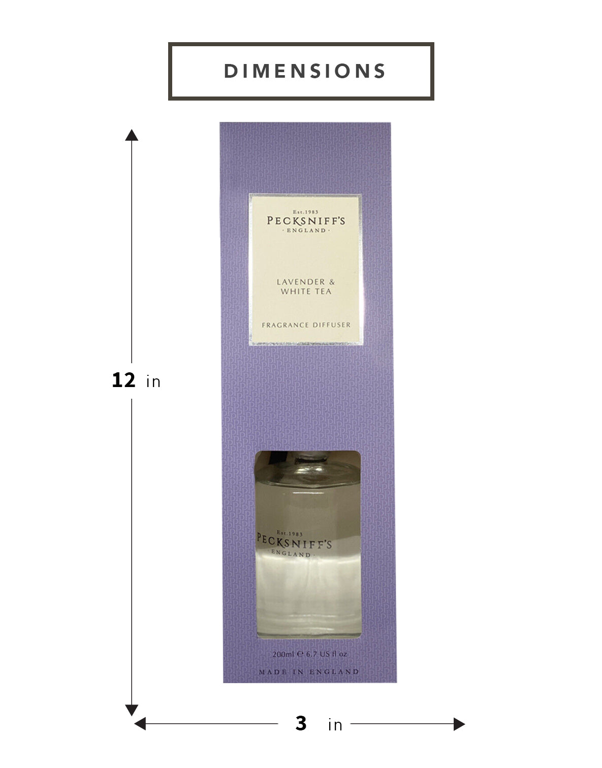 Pecksniffs Lavender & White Tea Diffuser | 200ml/6.76 Fl Oz