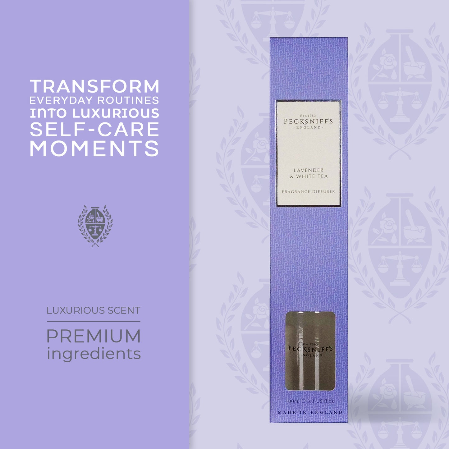 Pecksniffs Lavender & White Tea Diffuser | 100ml/3.38 fl oz