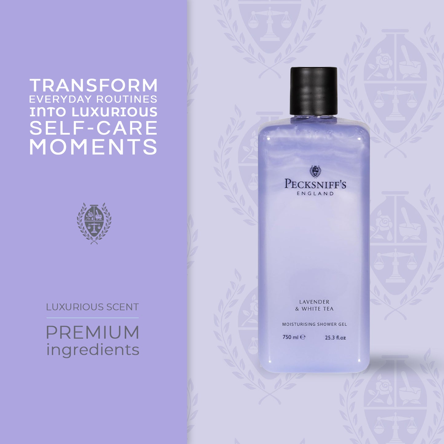 Pecksniff's Lavender & White Tea Moisturizing Shower Gel | 750ml / 25.36 Fl Oz
