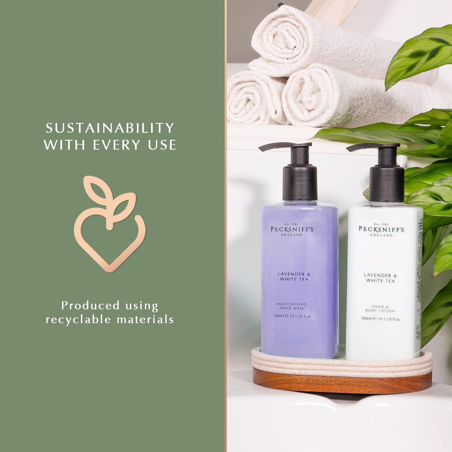 Pecksniffs Lavender & White Tea Classic Hand Wash, Lotion & Caddy