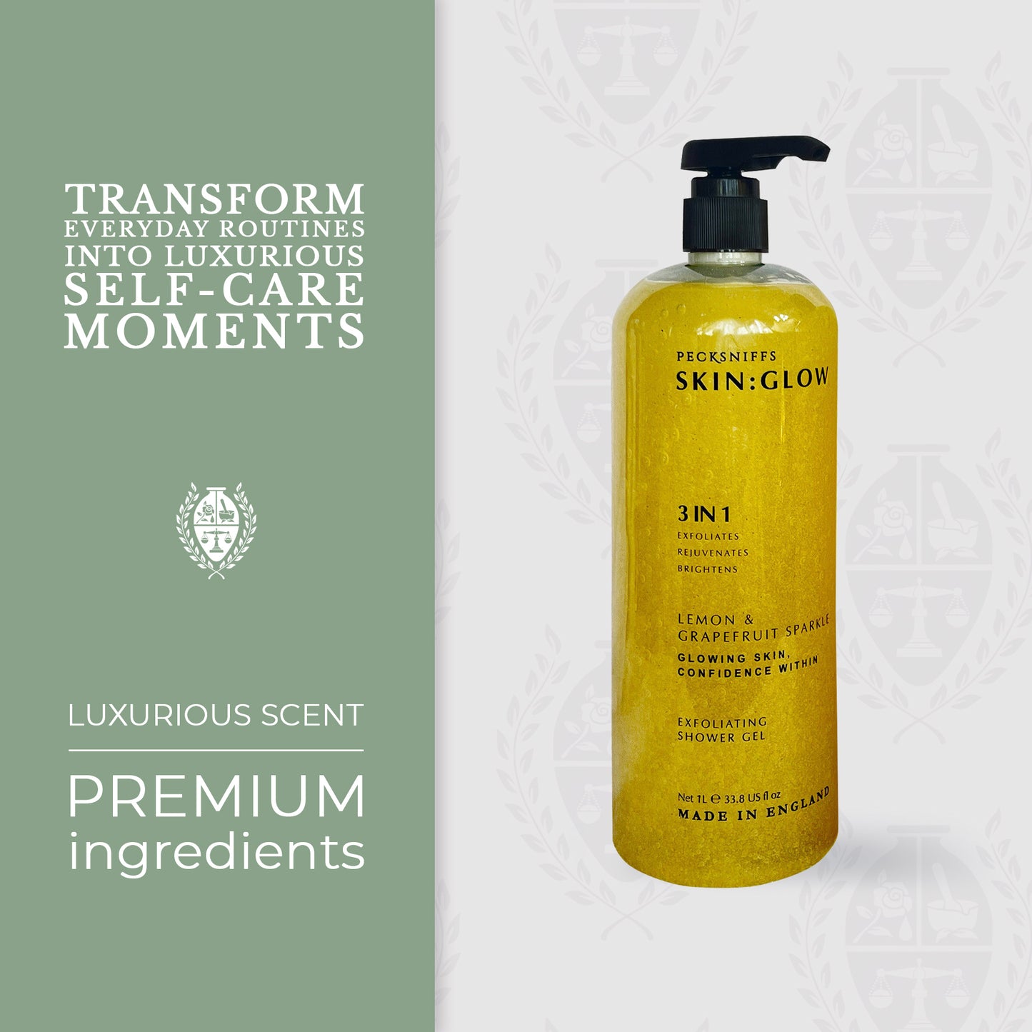 Pecksniffs Lemon & Grapefruit Sparkle Exfoliating Shower Gel | 1000 ml / 33.80 Fl Oz