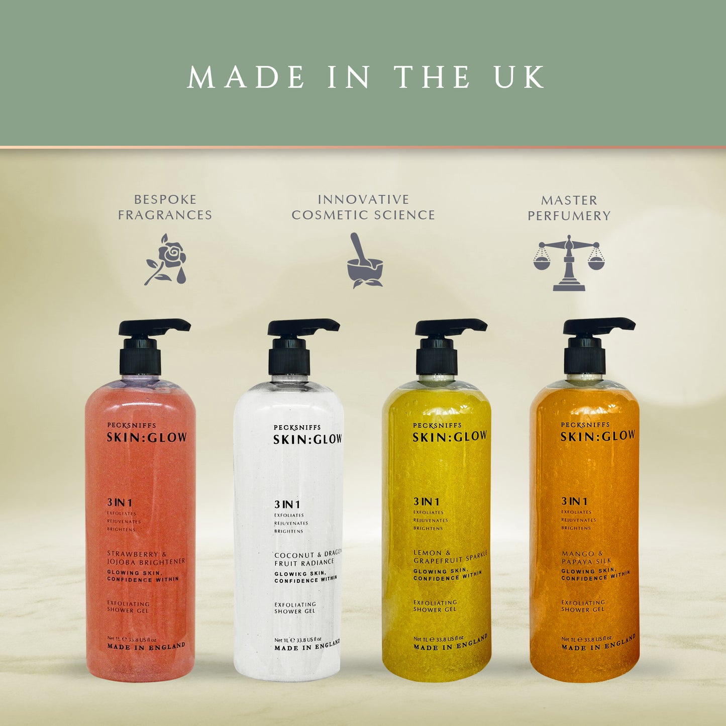 Pecksniffs Lemon & Grapefruit Sparkle Exfoliating Shower Gel | 1000 ml / 33.80 Fl Oz