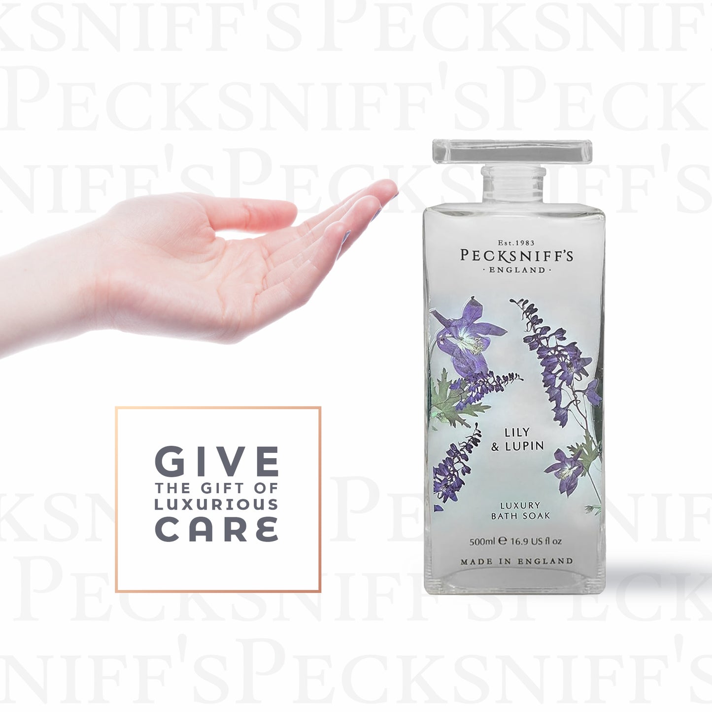Pecksniffs Lily & Lupin Bath Soak Decanter | 500ml/16.9 Fl Oz