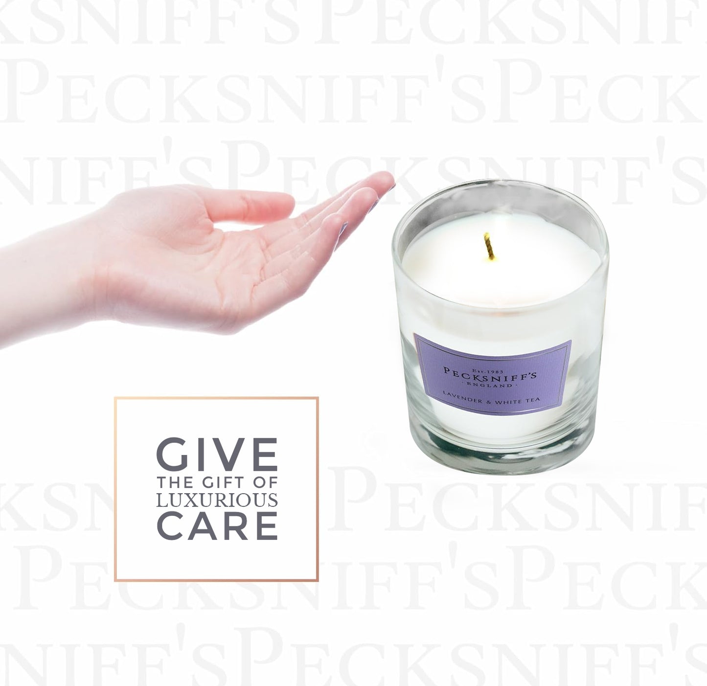 Pecksniff's Classic Lavender & White Tea Scented Candle | 1 Wick, 184g/6.49oz