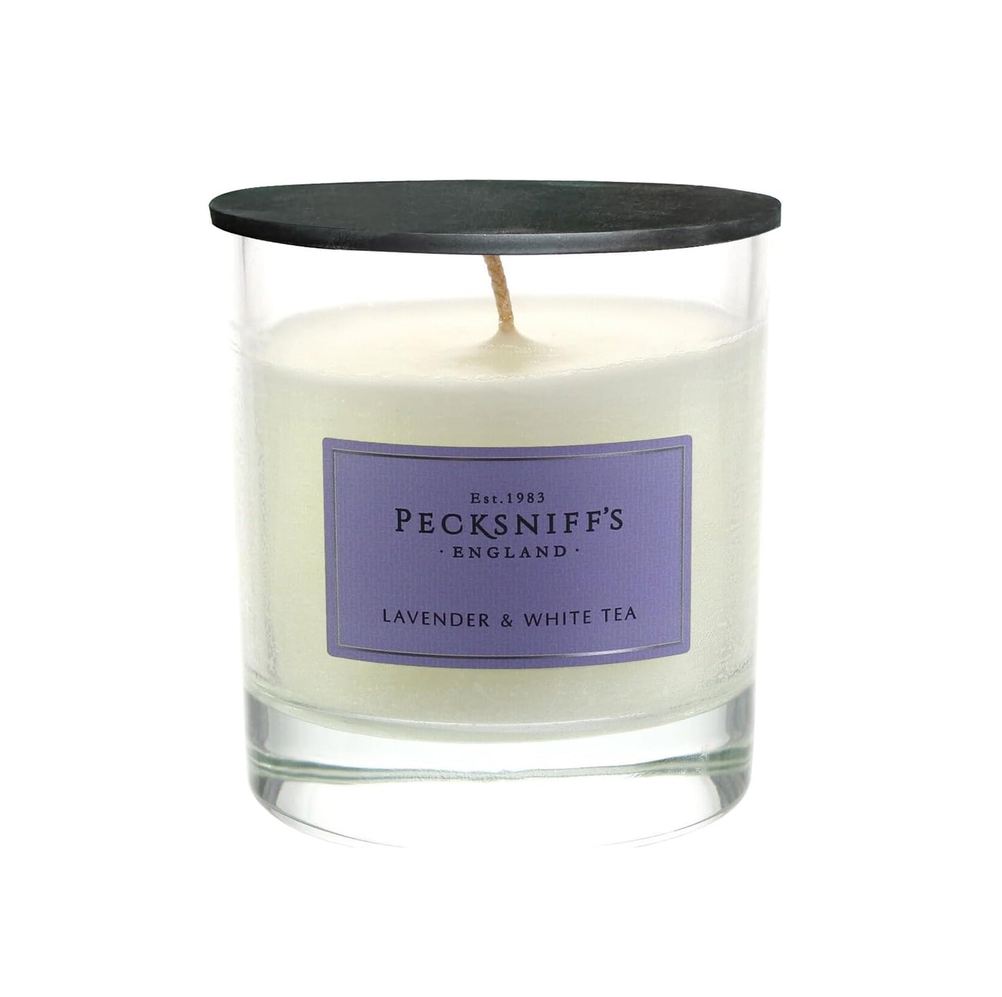 Pecksniff's Classic Lavender & White Tea Scented Candle | 1 Wick, 184g/6.49oz