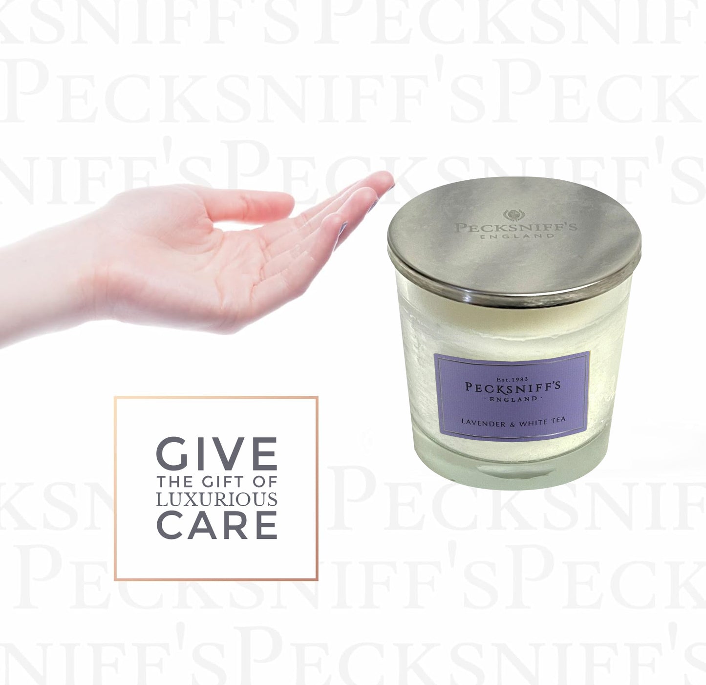 Pecksniff's Classic Lavender & White Tea Scented Candle | 3 Wicks, 550g/19.4oz