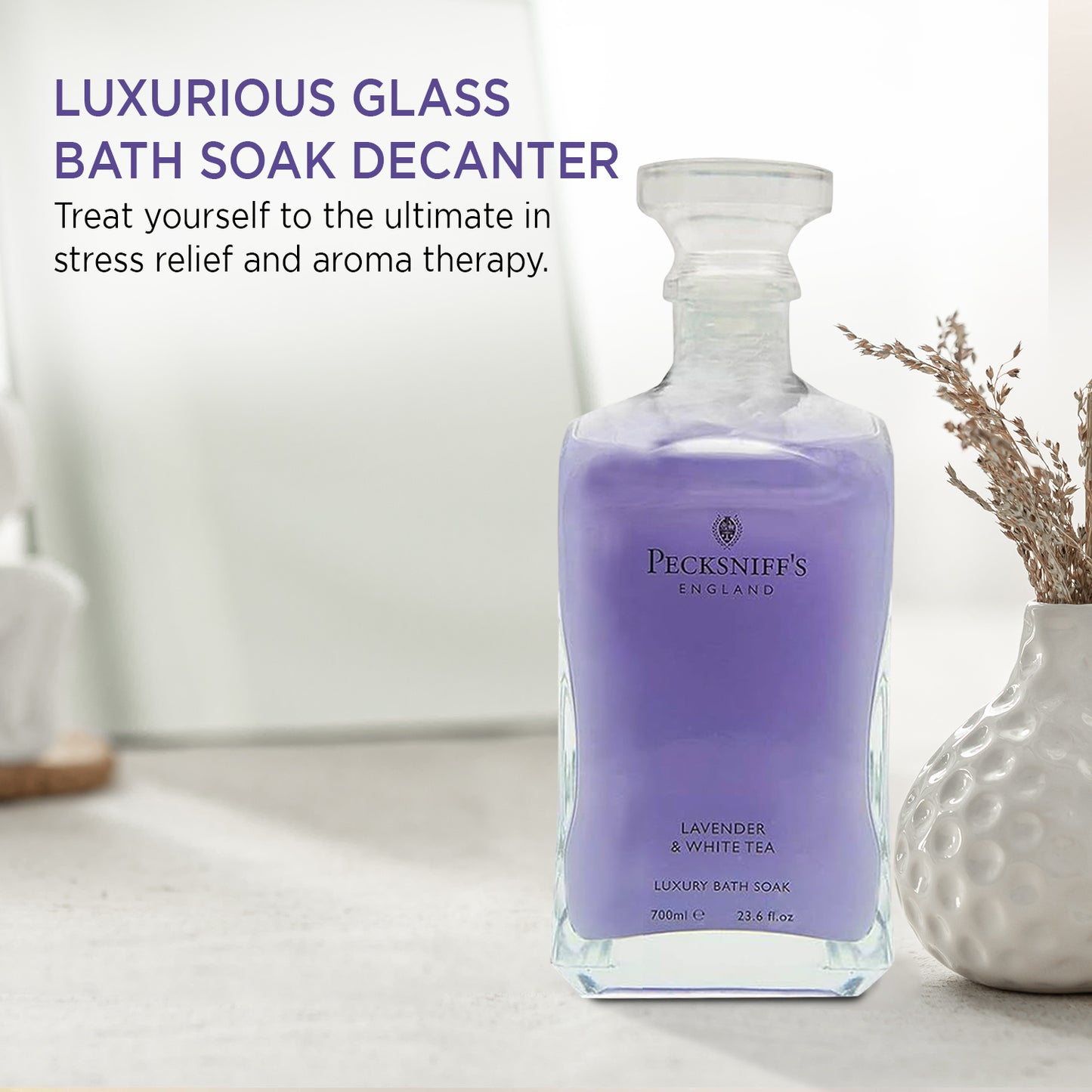 Pecksniffs Lavender & White Tea Luxury Bath Soak | 700ml /23.6 Fl Oz