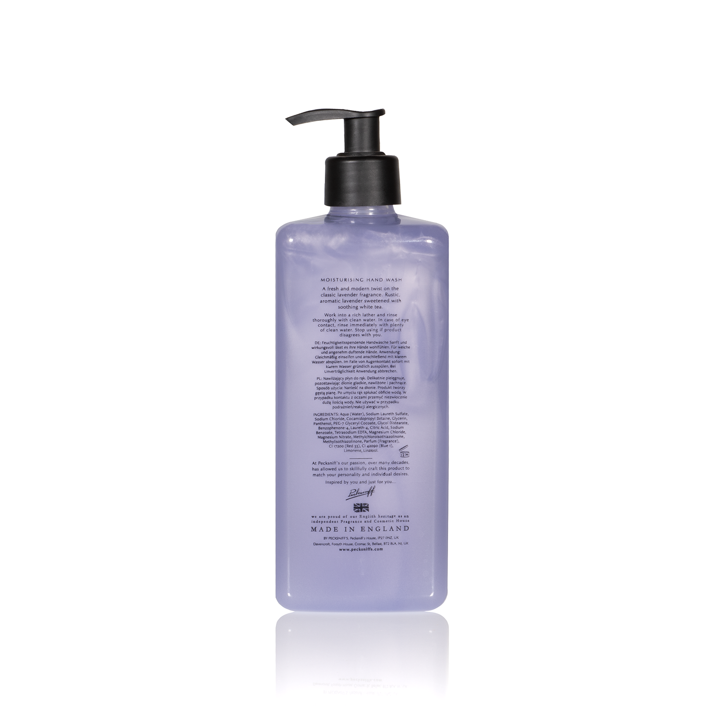 Pecksniffs Classic Lavender & White Tea Scented Moisturizing Hand Wash | 750ml, 25.3 Fl oz