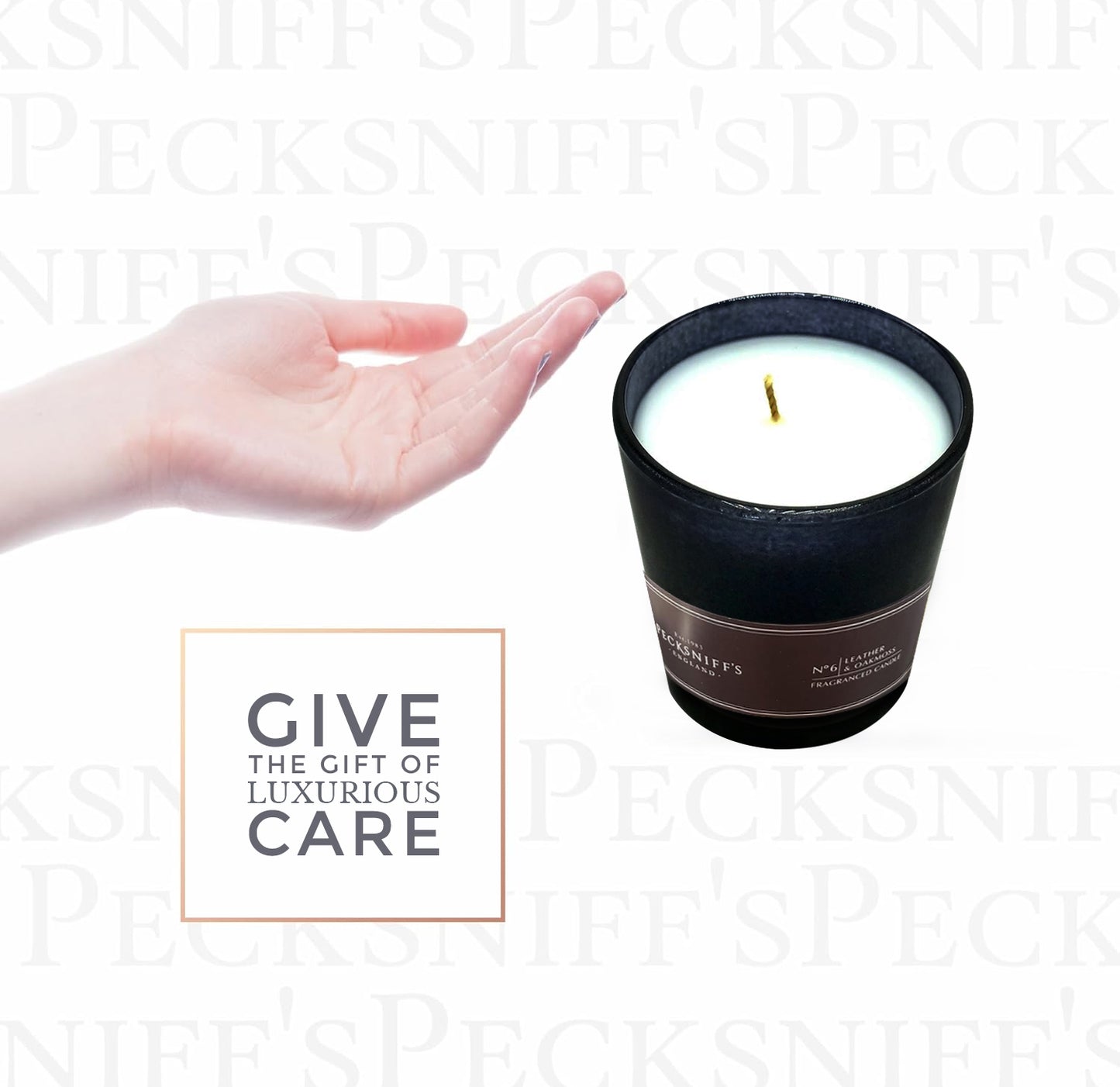 Pecksniff's Black Leather & Oakmoss Scented Candle | 1 Wick, 184g/6.49oz