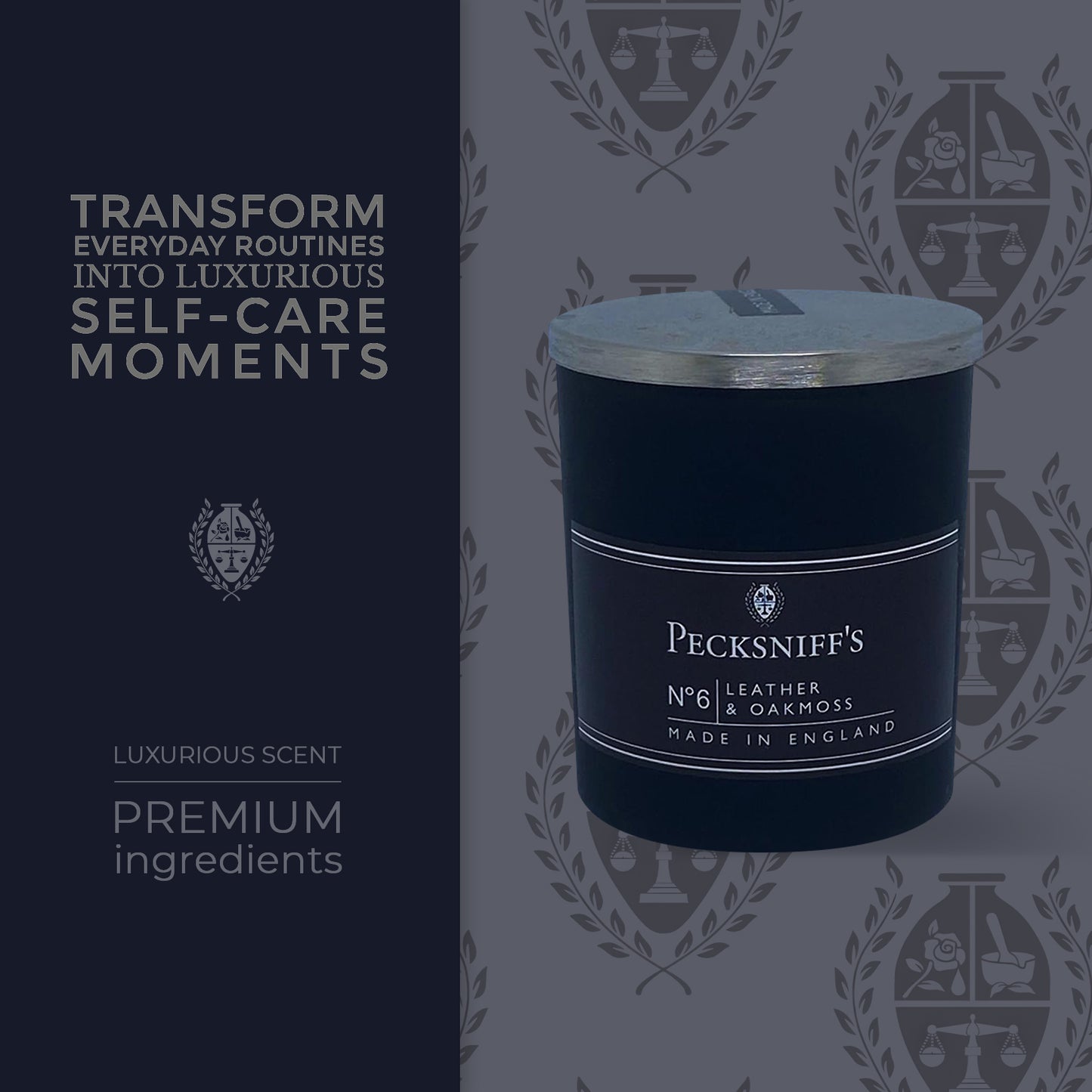 Pecksniffs Leather & Oakmoss Scented Candle | 1 Wick, 100g/3.5oz