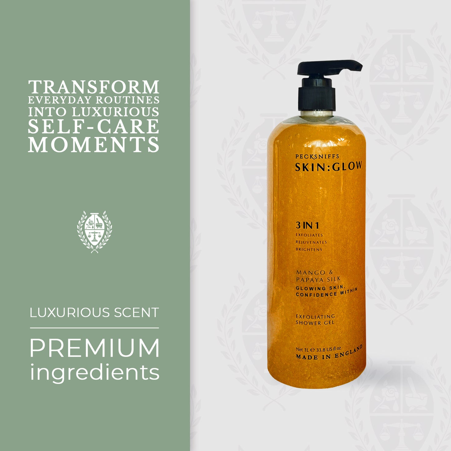 Pecksniffs Mango & Papaya Silk Exfoliating Shower Gel | 1000 ml / 33.80 Fl Oz