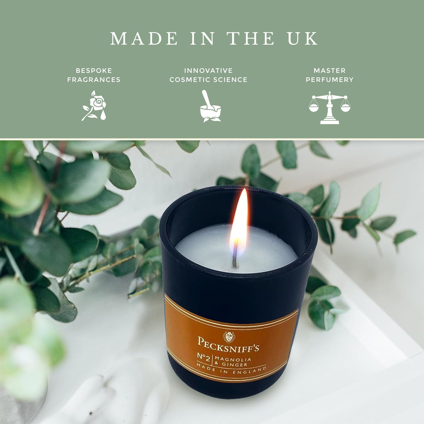 Pecksniffs Magnolia & Ginger Scented Candle | 1 Wick, 100g/3.5oz