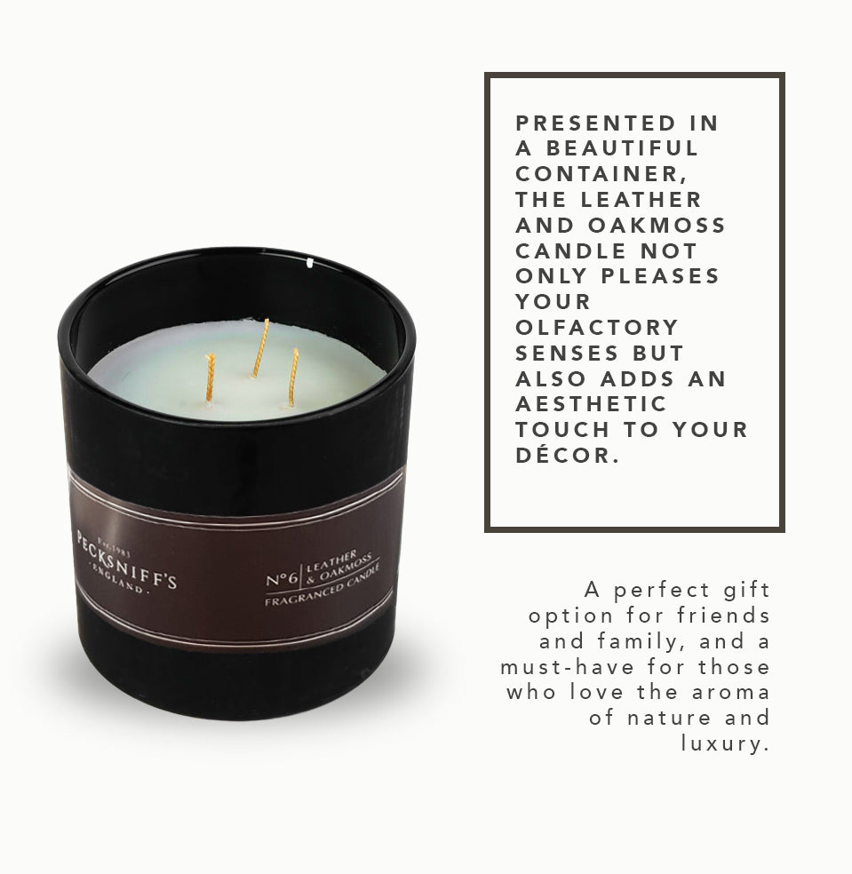 Pecksniffs Leather & Oakmoss Candle | 3 Wicks, 550g /19.4 oz