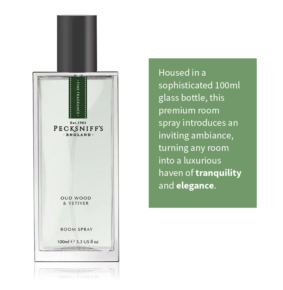 Pecksniffs Oud Wood & Vetiver Classic Room Spray | 100ml/3.38 Fl Oz