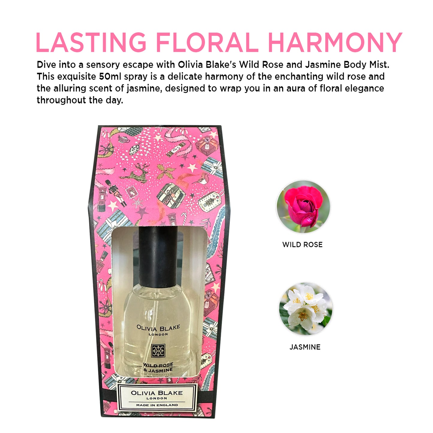 Olivia Blake Cracker House Body Mist Wild Rose & Jasmine Floral Body Spray | 50ml, 1.69 Fl Oz